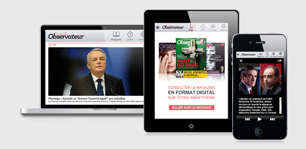 Site web smartphone et tablette du Nouvel Obs